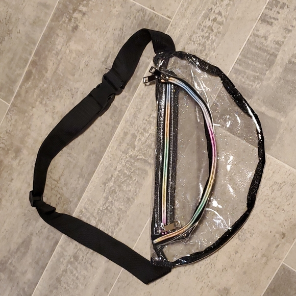 EUC Clear Glitter Rainbow Zipper Fanny Waistbag Beltbag Pack